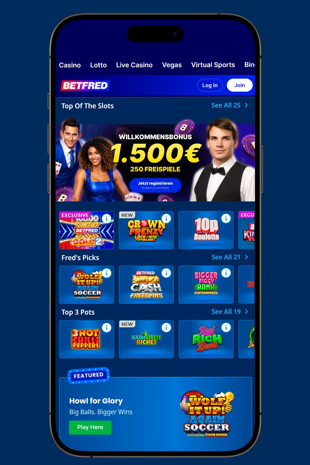 Betfred Mobile Casino App auf dem Smartphone
